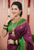Purple Silk Saree with Green Woven Border Traditional Design