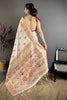 Off White Soft Silk Saree Pink Gold Traditional Woven Border