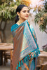 Traditional Teal Blue and Copper Silk Saree with Rich Woven Zari Border