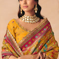 Mustard Yellow Paithani Silk Saree Multicolor Traditional Zari Weaving Saree