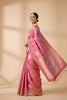 Rose Pink Silk Saree with Gold Zari Floral Weaving Traditional Wear Saree