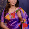 Lavender Soft Silk Saree with Multicolor Designer Border Rich Zari Pallu