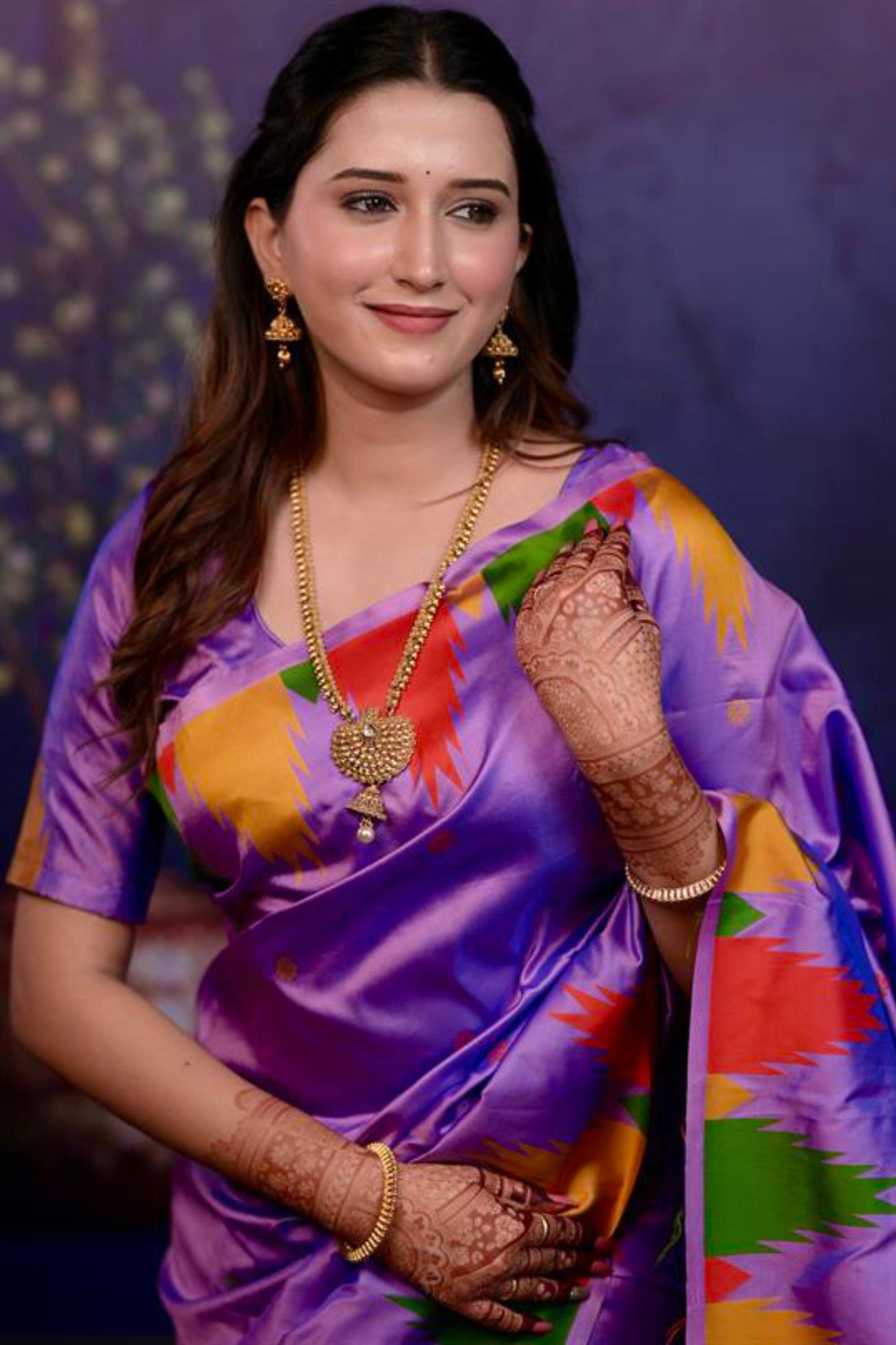 Lavender Soft Silk Saree with Multicolor Designer Border Rich Zari Pallu