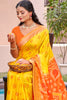 Yellow Orange Silk Blend Saree with Traditional Woven Border