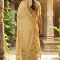 Royal Beige Kanjivaram Silk Saree Gold Zari Border Traditional Motif Pallu