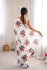 White Floral Digital Printed Linen Saree with Designer Lace Border