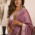 Mauve Silk Saree with Golden Zari Border Designer Saree