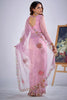 Designer Pink Organza Saree with Floral Embroidery Saree
