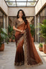 Coffee Brown Ombre Silk Saree with Zari Embroidered Border