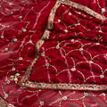 Designer Red Georgette Saree Print Embroidered Border Matching Blouse