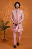 Lovely Pink Floral Printed Indo Western Sherwani for Men With Designer Jacket