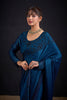 Teal Blue Embroidered Silk Saree with Designer Blouse