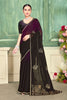  Black Purple Velvet Saree and Contrast Pallu Festive Wear