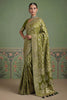 Olive Green Heavy Embroidered Banarasi Silk Saree