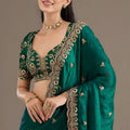 Green Silk Saree Heavy Zari Embroidered Border Designer Blouse