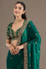 Green Silk Saree Heavy Zari Embroidered Border Designer Blouse