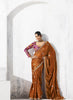 Rust Orange Silk Saree with Golden Pink Designer Blouse
