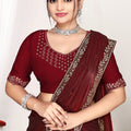 Maroon Silk Saree with Rich Golden Zari Border Designer Saree