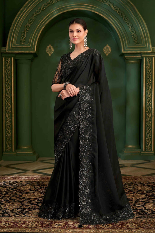 Beautiful Black Saree Traditional Silk Saree Festive Wear