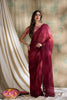 Elegant Maroon Pleated Saree with Designer Printed Blouse