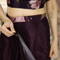 Purple Satin Floral Printed Saree with Matching Blouse Party Wear