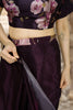 Purple Satin Floral Printed Saree with Matching Blouse Party Wear
