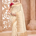 Cream Kanjivaram Silk Saree with Rich Gold Zari Border Pallu 
