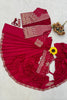 Rani Pink Designer Saree Heavy Embroidered Jacket Golden Border