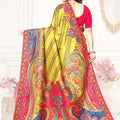 Mustard Yellow Multicolor Printed Saree with Paisley Design Saree