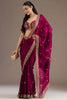 Wine Silk Saree with Heavy Zari Embroidered Border Designer Blouse