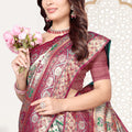 Maroon and Beige Banarasi Silk Saree with Rich Zari Woven Design
