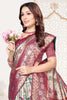 Maroon and Beige Banarasi Silk Saree with Rich Zari Woven Design