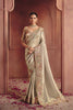 Gold Silk Bridal Saree Heavy Floral Zari Embroidery Designer Blouse