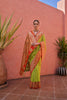 Lime Green and Orange Banarasi Silk Saree with Rich Zari  Designer Blouse