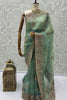 Sea Green Organza Silk Saree with Heavy Embroidery Designer Border