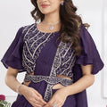 Elegant Deep Purple Designer Saree with Sequins Embroidered Blouse