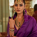 Purple Soft Silk Saree with Stylish Silver Pattern Festive Wear Saree