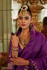 Purple Soft Silk Saree with Stylish Silver Pattern Festive Wear Saree