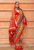Traditional Multicolor Patola Print Silk Saree with Red Border Designer