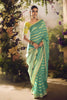 Sea Green Soft Silk Saree with Gold Zari Stripes Designer Blouse