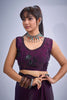 Purple Organza Saree with Black Floral Embroidery Designer Party Wear Saree