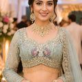 Luxury Sky Blue Net Heavy Embroidered Lehenga Choli with Designer Dupatta for Wedding Wear