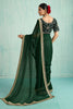 Elegant Dark Green Net Saree Designer Blouse