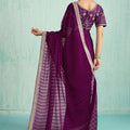 Designer Purple Net Saree Matching Blouse