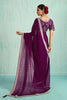Designer Purple Net Saree Matching Blouse