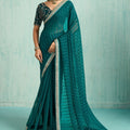 Designer Teal Green Georgette Saree Party Wear Saree