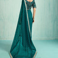 Designer Teal Green Georgette Saree Party Wear Saree