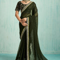 Elegant Green Georgette Saree with Embroidered Blouse
