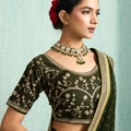 Elegant Green Georgette Saree with Embroidered Blouse
