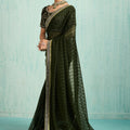 Elegant Green Georgette Saree with Embroidered Blouse